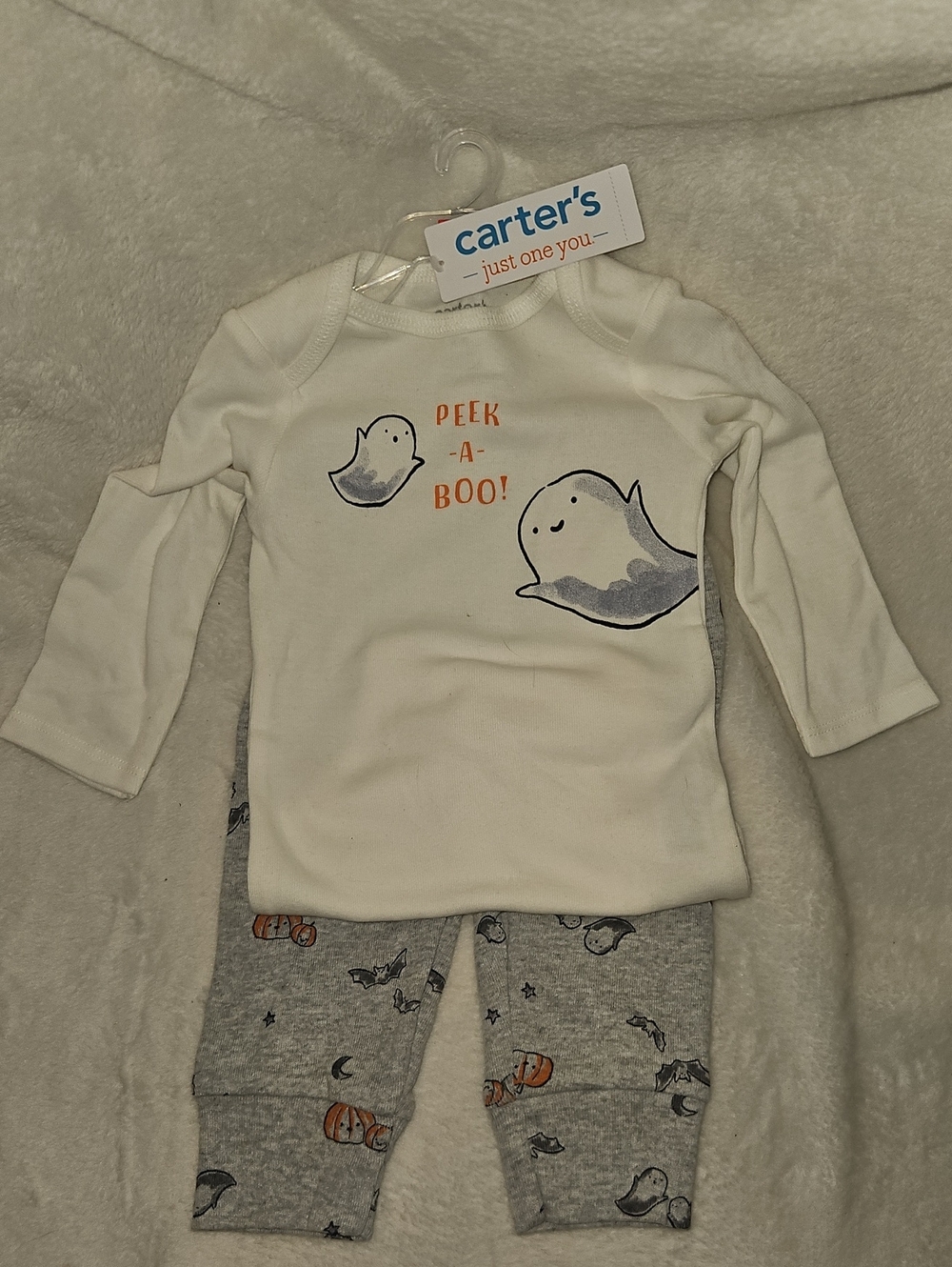 Carter's Cream & Gray Ghost Halloween Pajama Set